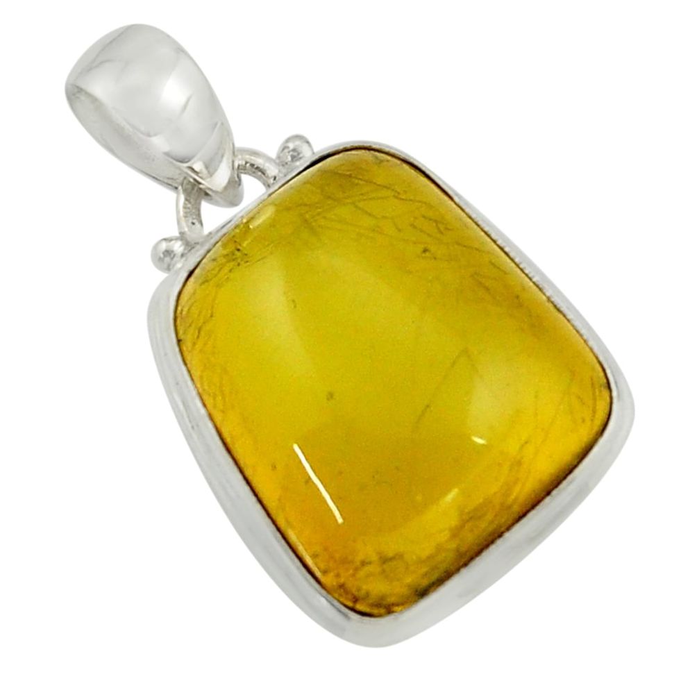 925 sterling silver 12.22cts natural green amber from colombia pendant r41877