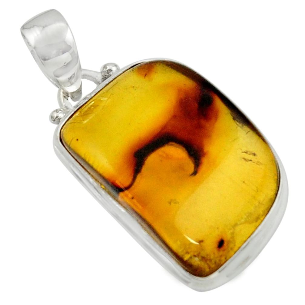 925 sterling silver 14.72cts natural green amber from colombia pendant r41879