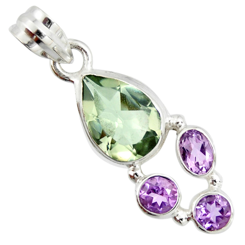 925 sterling silver 8.80cts natural green amethyst amethyst pendant r20344