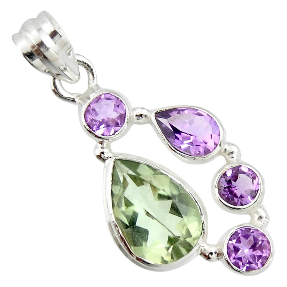925 sterling silver 10.24cts natural green amethyst amethyst pendant r20346