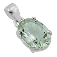 925 sterling silver 5.29cts natural green amethyst oval pendant jewelry n49390