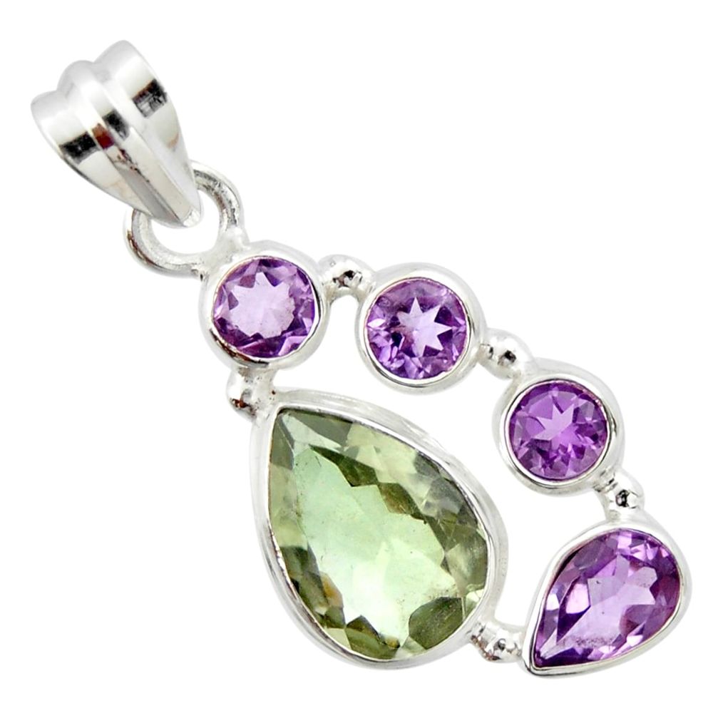 925 sterling silver 9.94cts natural green amethyst pear amethyst pendant r20356