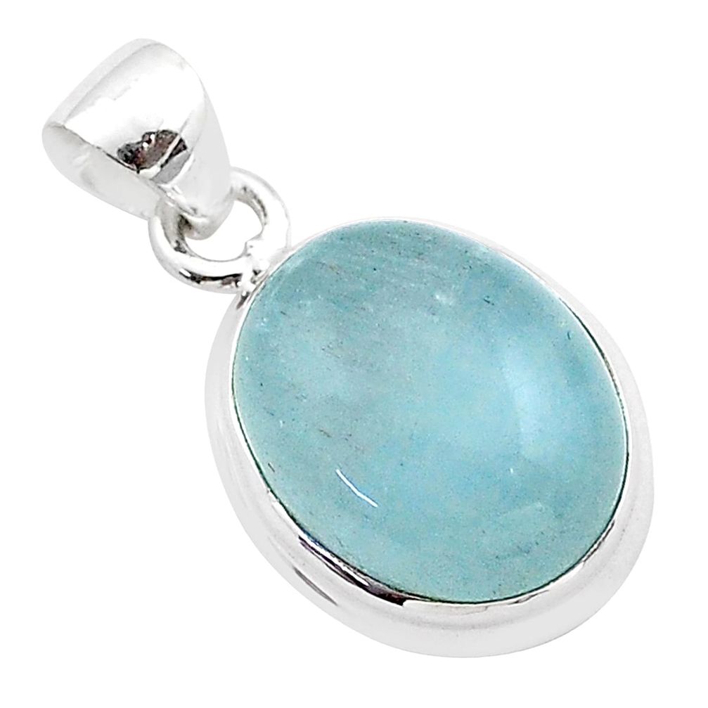 925 sterling silver 9.86cts natural green aquamarine oval pendant jewelry t70670