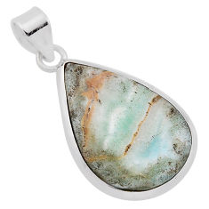 925 sterling silver 12.70cts natural green aragonite pear pendant jewelry n35045