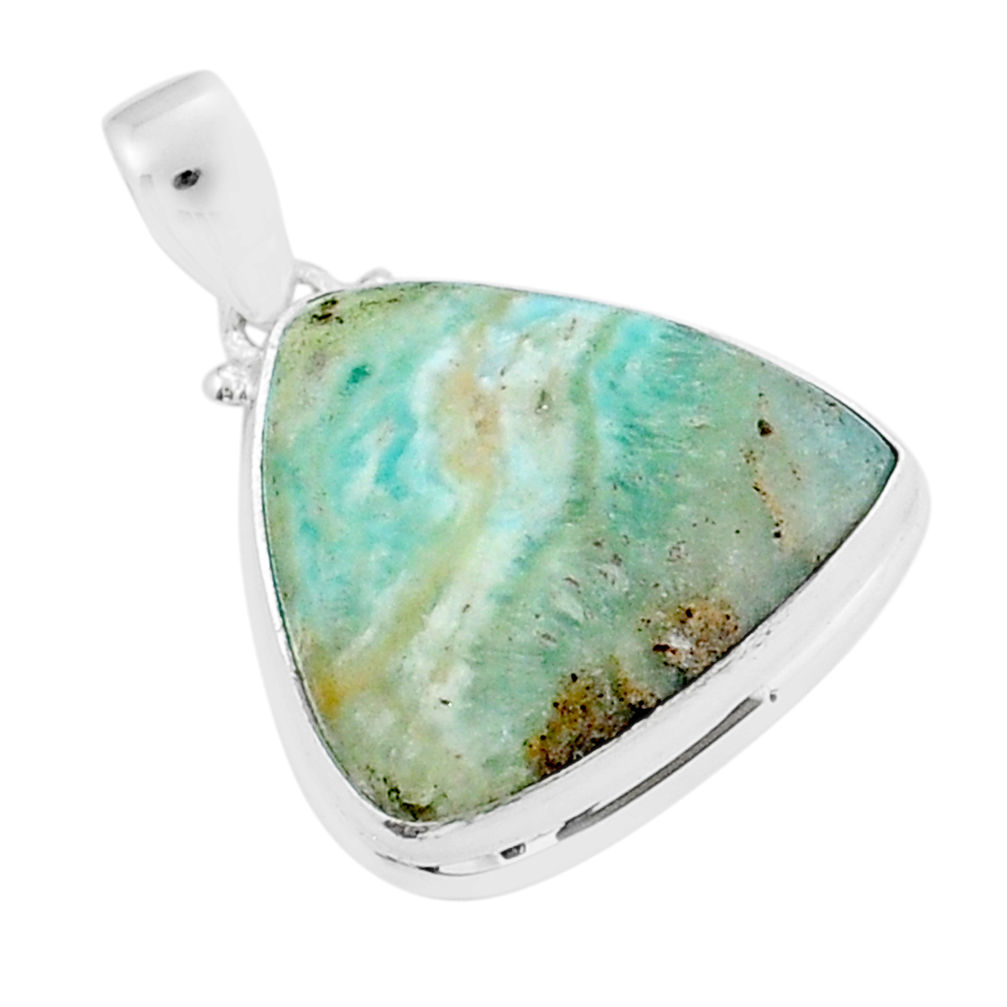 925 sterling silver 16.49cts natural green aragonite pendant jewelry y14355
