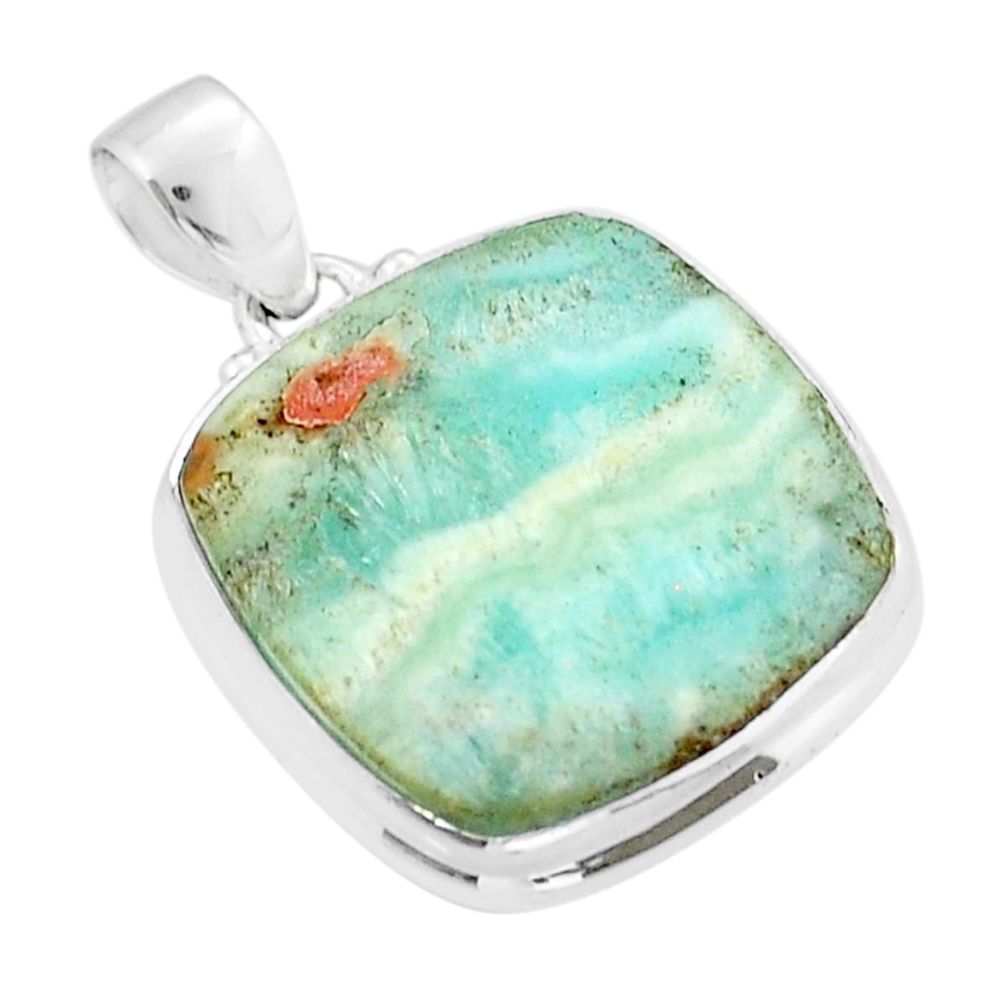 925 sterling silver 17.42cts natural green aragonite pendant jewelry y14403