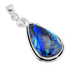 925 sterling silver 16.87cts natural green azurite in chrysocolla pendant y64373