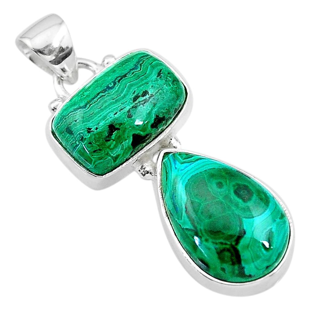 925 sterling silver 12.36cts natural green azurite malachite pendant t21446