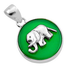 925 sterling silver 12.05cts natural green chalcedony elephant pendant y87523