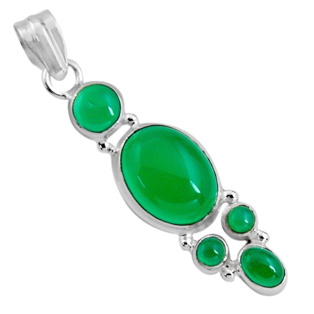 925 sterling silver 15.47cts natural green chalcedony pendant jewelry p89227