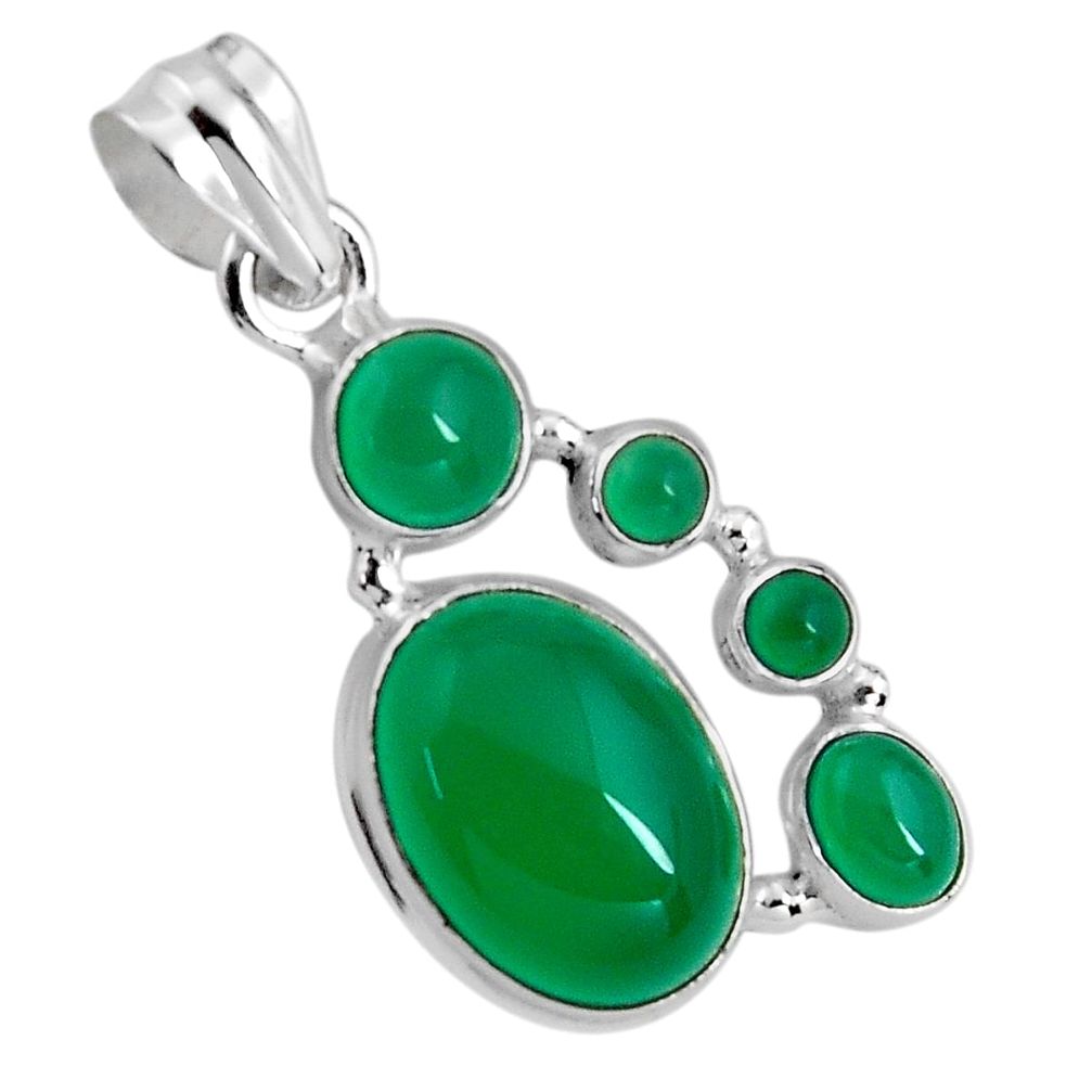 925 sterling silver 15.16cts natural green chalcedony pendant jewelry p89234