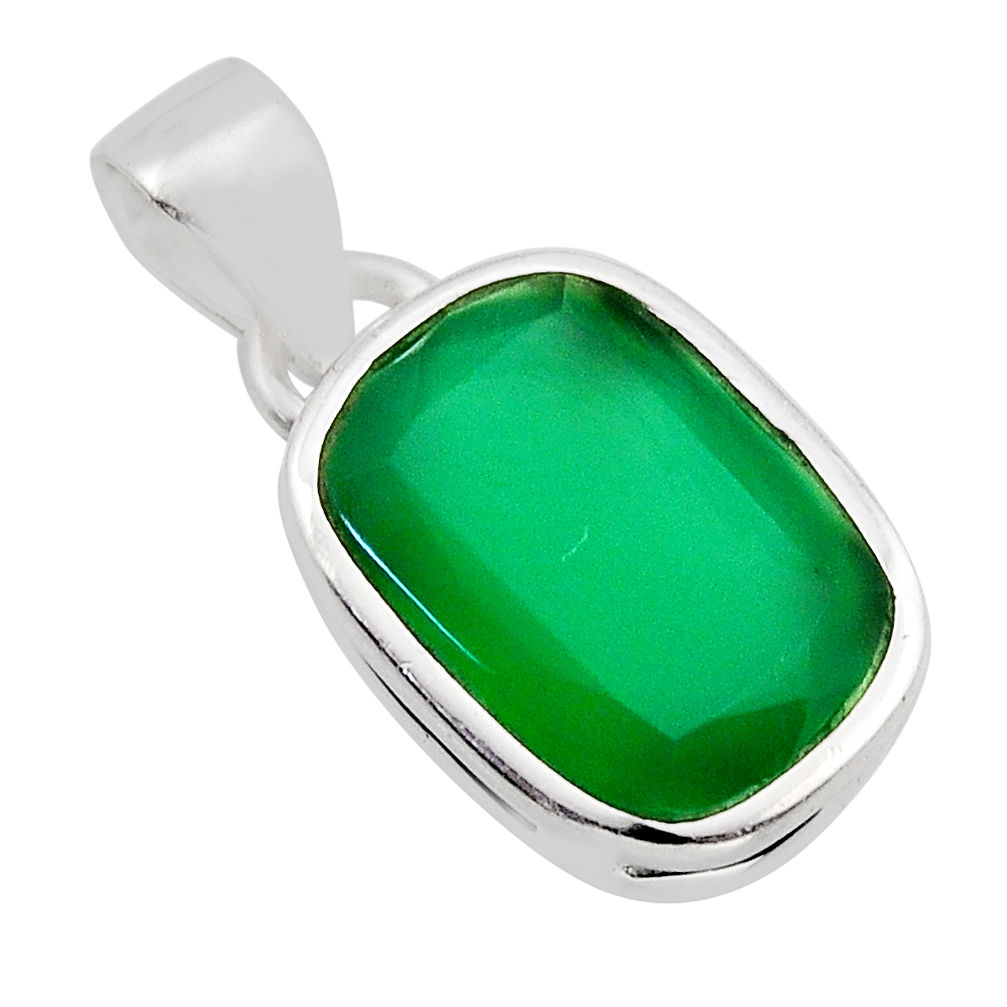 925 sterling silver 6.61cts natural green chalcedony pendant jewelry y96068