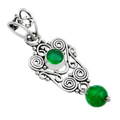 925 sterling silver 2.71cts natural green chalcedony pendant jewelry y96082