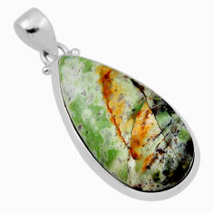 925 sterling silver 16.34cts natural green chrome chalcedony pear pendant n29225
