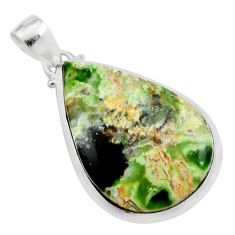 925 sterling silver 17.34cts natural green chrome chalcedony pear pendant t78858