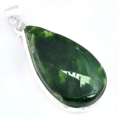925 sterling silver 25.28cts natural green chrome chalcedony pear pendant u59743