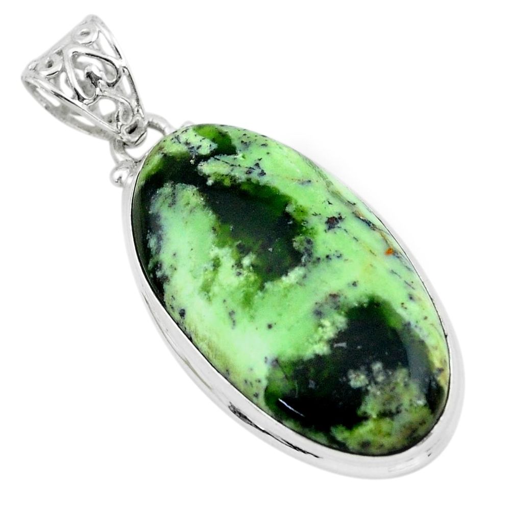 ver 21.48cts natural green chrome chalcedony pendant p66135