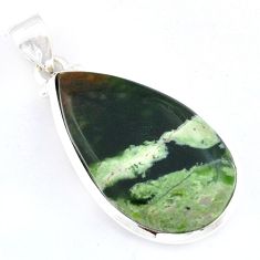 925 sterling silver 18.28cts natural green chrome chalcedony pendant u59746