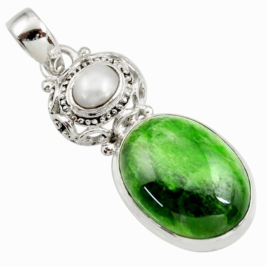 ver 16.93cts natural green chrome diopside pearl pendant d42006