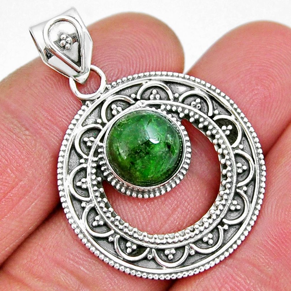 925 sterling silver 5.28cts natural green chrome diopside pendant jewelry y6370