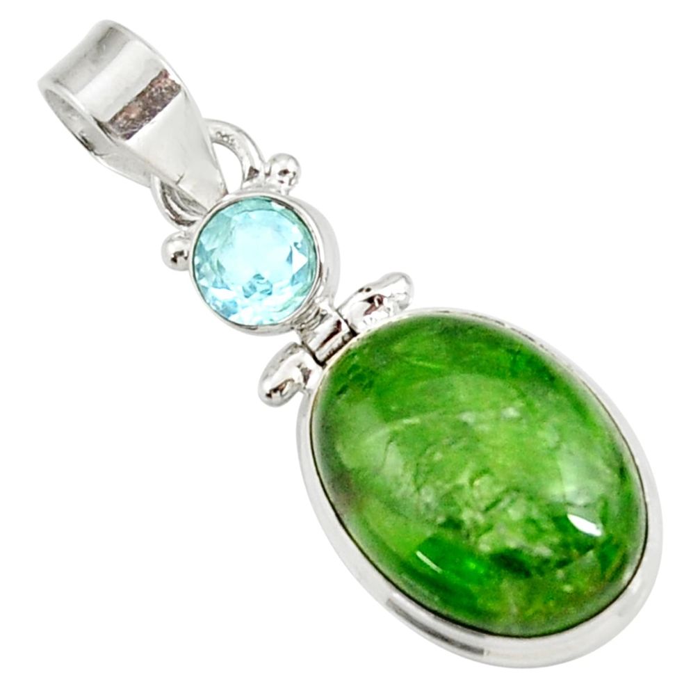 925 sterling silver 15.65cts natural green chrome diopside topaz pendant d42624