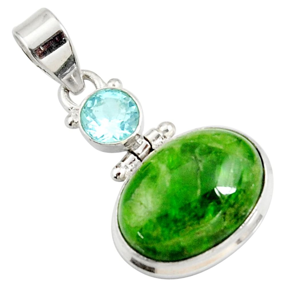 925 sterling silver 15.55cts natural green chrome diopside topaz pendant d42632