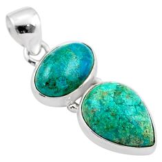 925 sterling silver 10.65cts natural green chrysocolla pear pendant t83510
