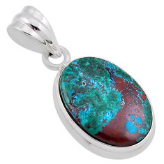 925 sterling silver 11.69cts natural green chrysocolla pendant jewelry n36594