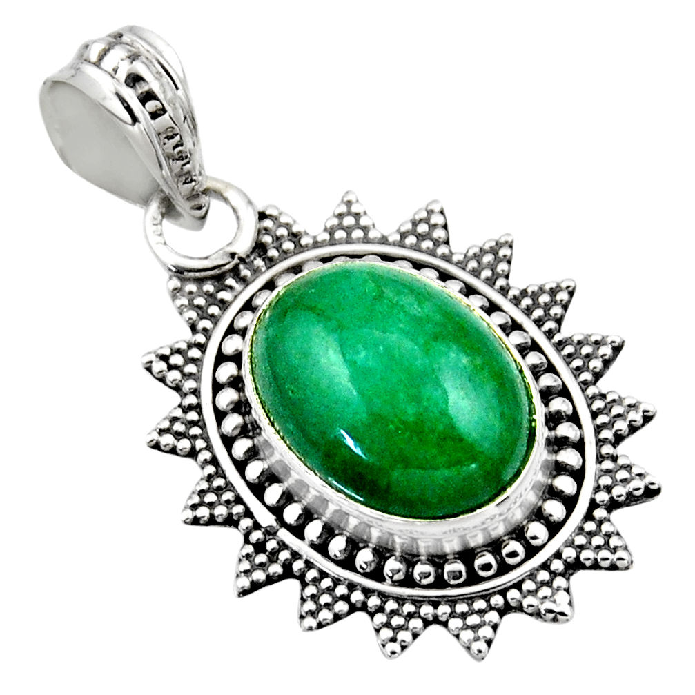 925 sterling silver 6.10cts natural green chrysocolla pendant jewelry r53144