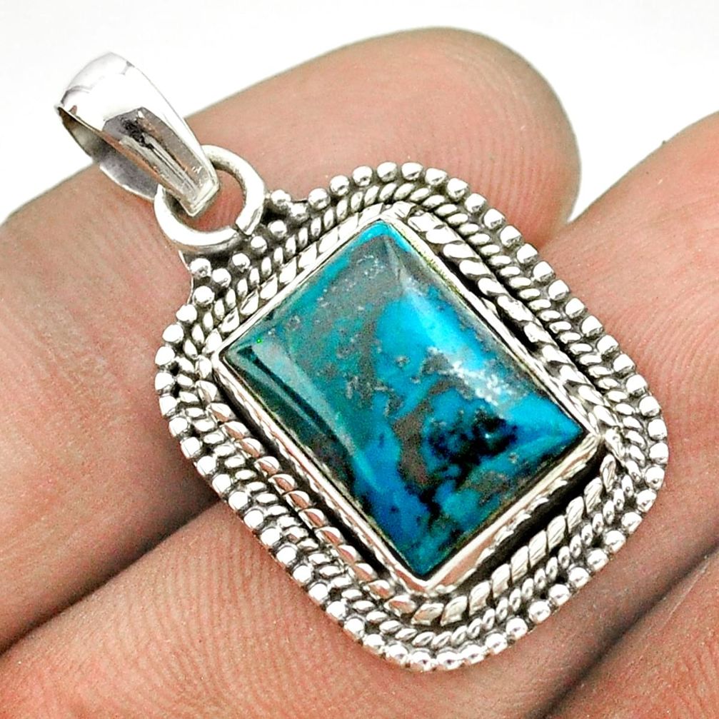 925 sterling silver 6.89cts natural green chrysocolla pendant jewelry t53129