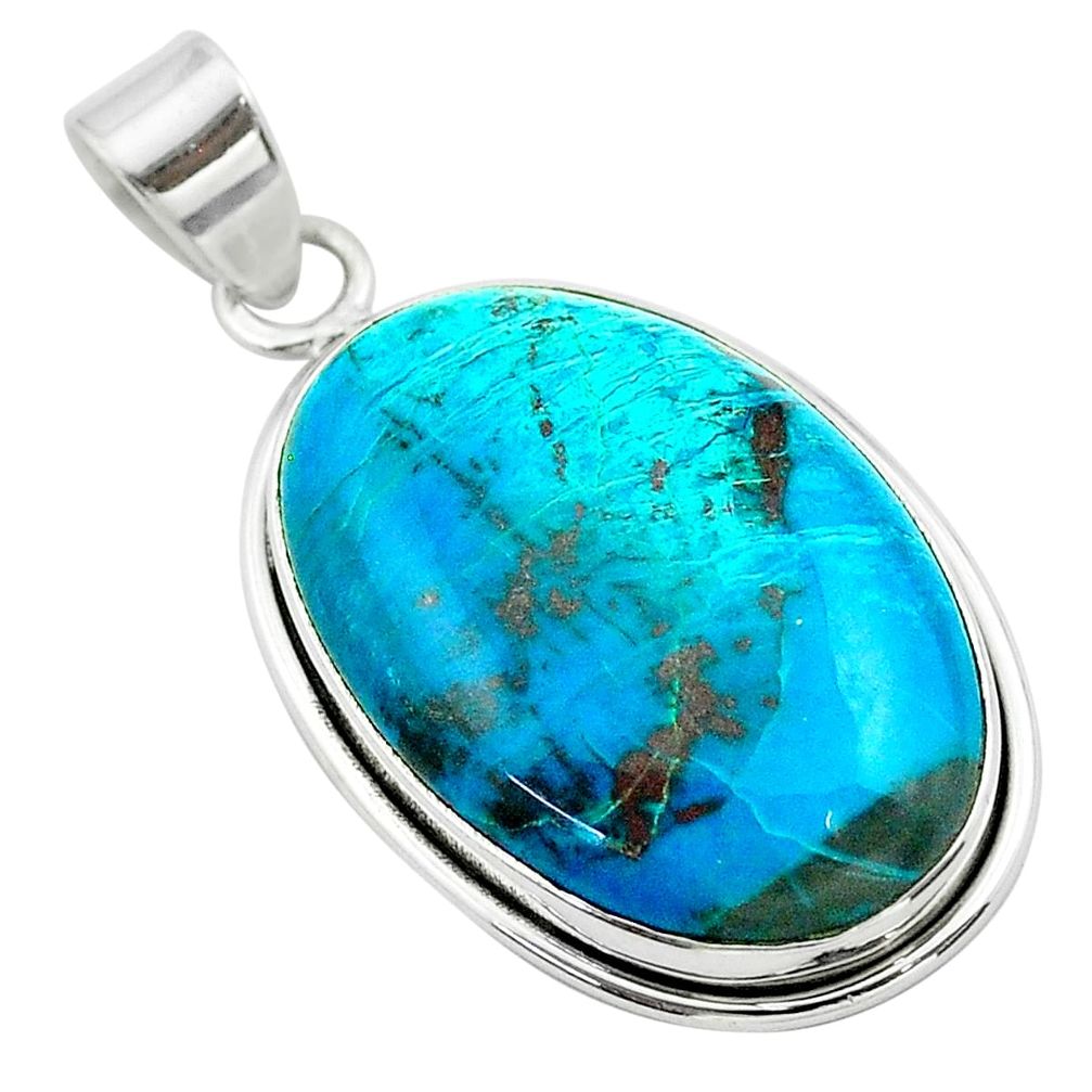 925 sterling silver 19.72cts natural green chrysocolla pendant jewelry t53846
