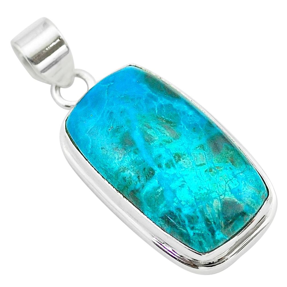 925 sterling silver 23.04cts natural green chrysocolla pendant jewelry t53856