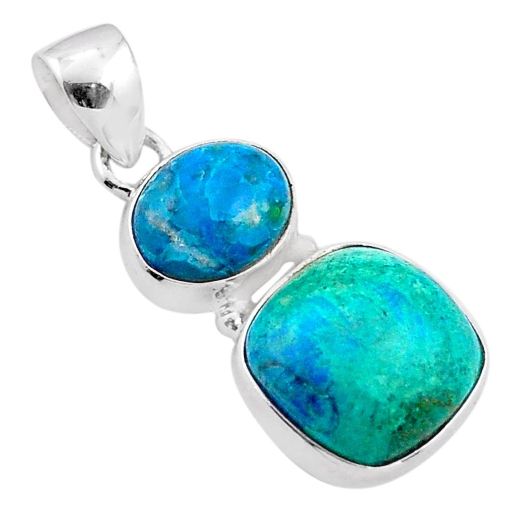 925 sterling silver 9.16cts natural green chrysocolla pendant jewelry t83514