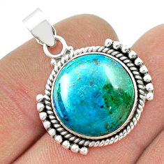 925 sterling silver 14.50cts natural green chrysocolla pendant jewelry u45055