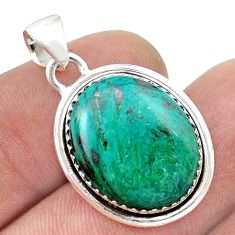 925 sterling silver 13.42cts natural green chrysocolla pendant jewelry u45577