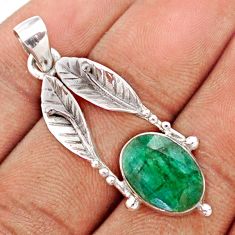 925 sterling silver 5.11cts natural green emerald deltoid leaf pendant t79965