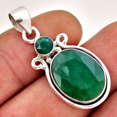 925 sterling silver 9.49cts natural green emerald oval pendant jewelry n41773