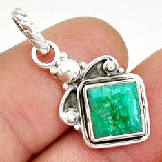 925 sterling silver 3.29cts natural green emerald square pendant jewelry y6066