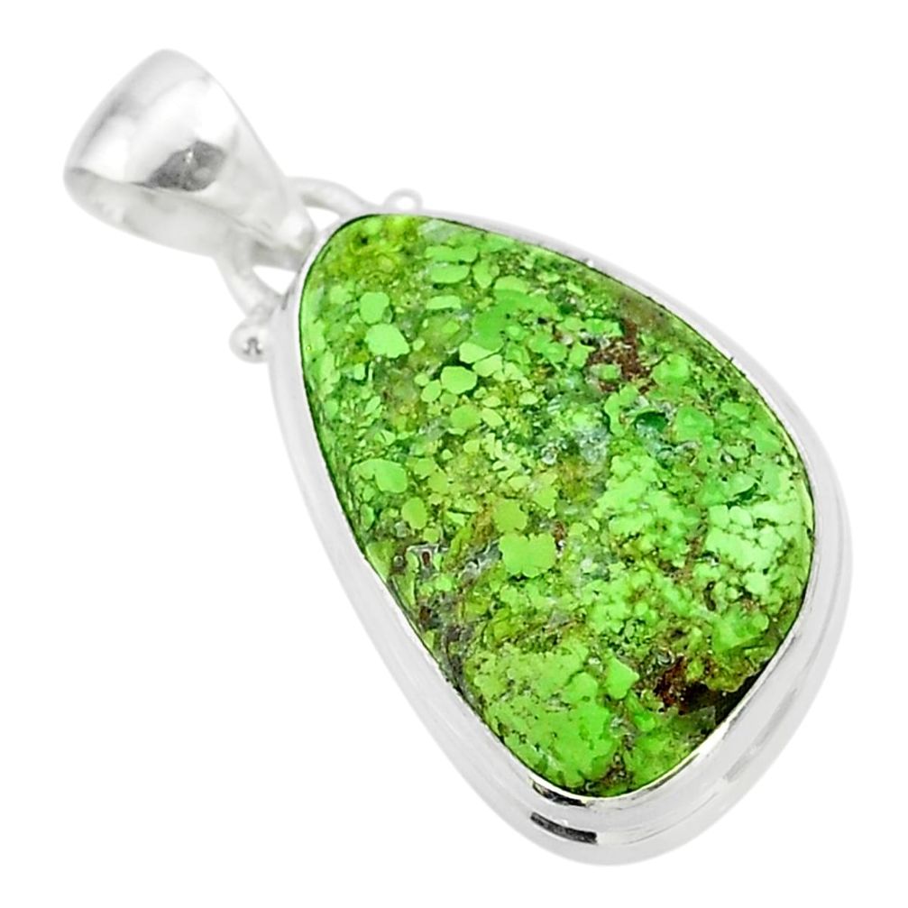 925 sterling silver 12.18cts natural green gaspeite fancy pendant jewelry t54731