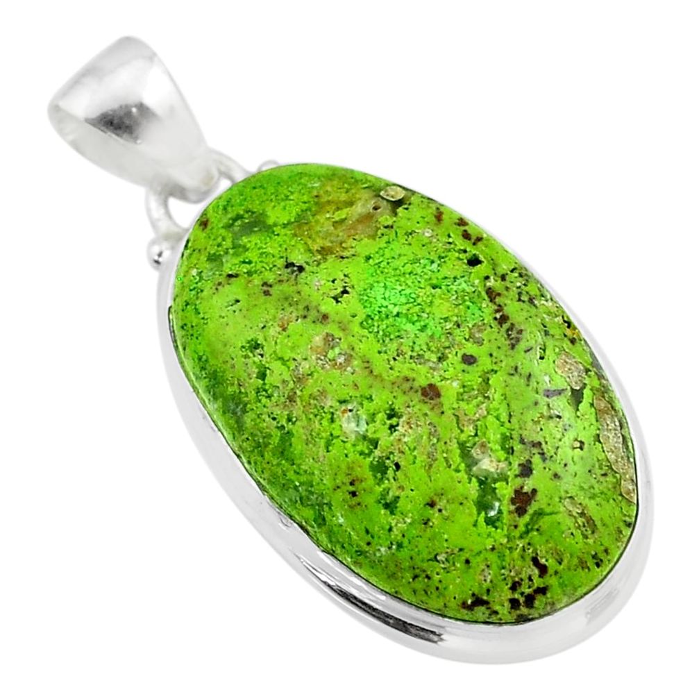 925 sterling silver 18.10cts natural green gaspeite oval pendant jewelry t54737