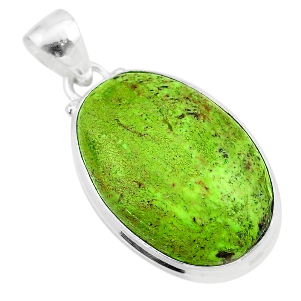 925 sterling silver 17.10cts natural green gaspeite oval pendant jewelry t54740