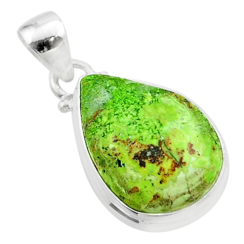 925 sterling silver 12.58cts natural green gaspeite pendant jewelry t54723