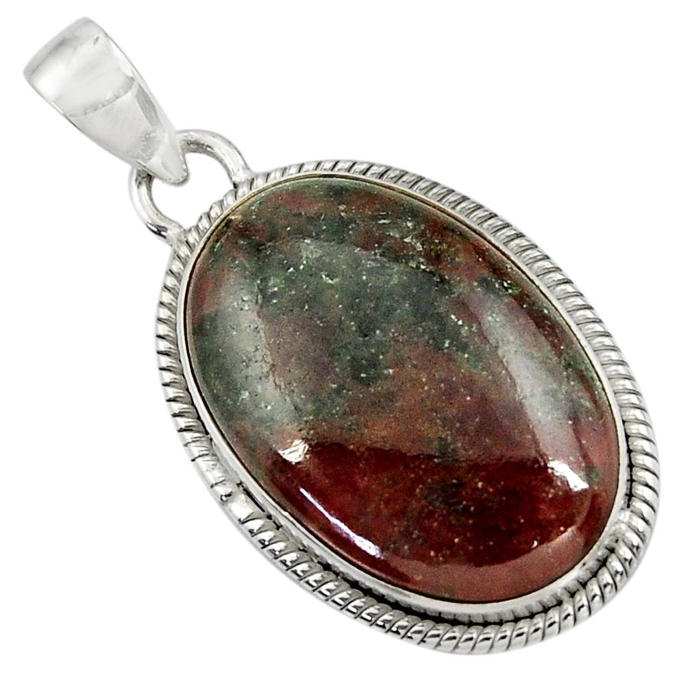 925 sterling silver 19.72cts natural green grass garnet pendant jewelry d41568