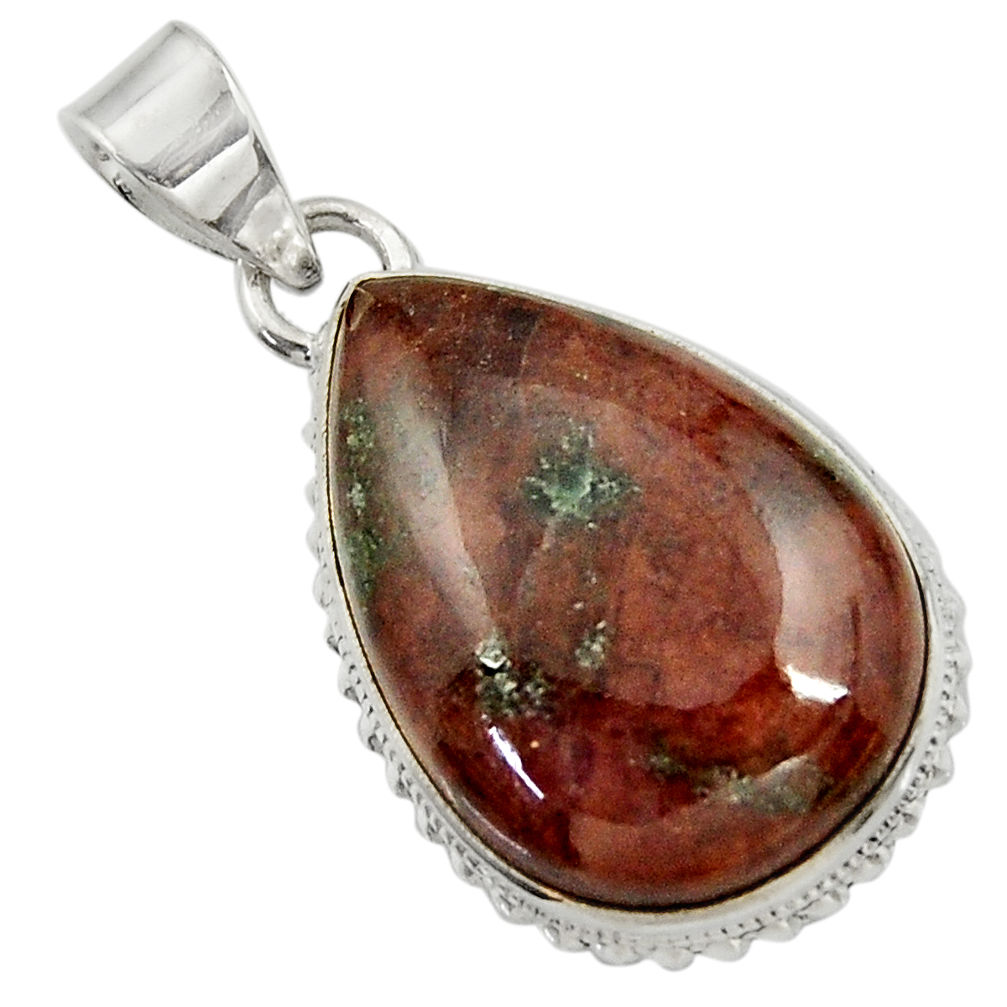 925 sterling silver 25.00cts natural green grass garnet pendant jewelry d41571