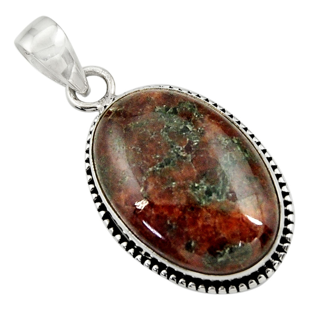 925 sterling silver 19.72cts natural green grass garnet pendant jewelry d41577