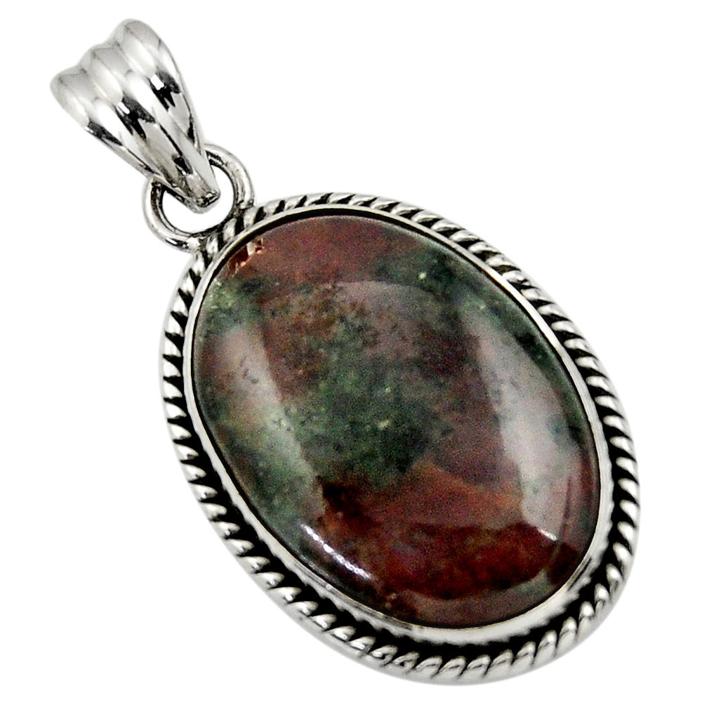 925 sterling silver 19.50cts natural green grass garnet pendant jewelry r31925