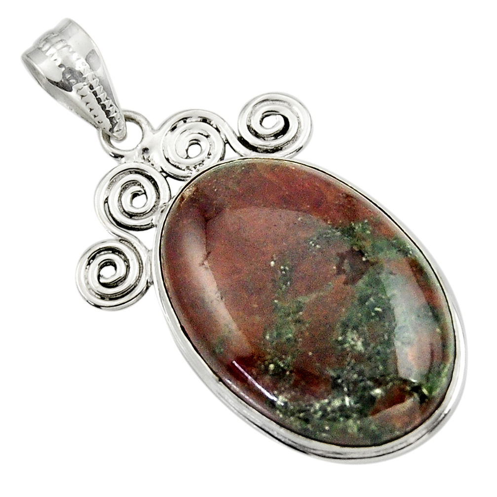 925 sterling silver 25.00cts natural green grass garnet pendant jewelry r31929