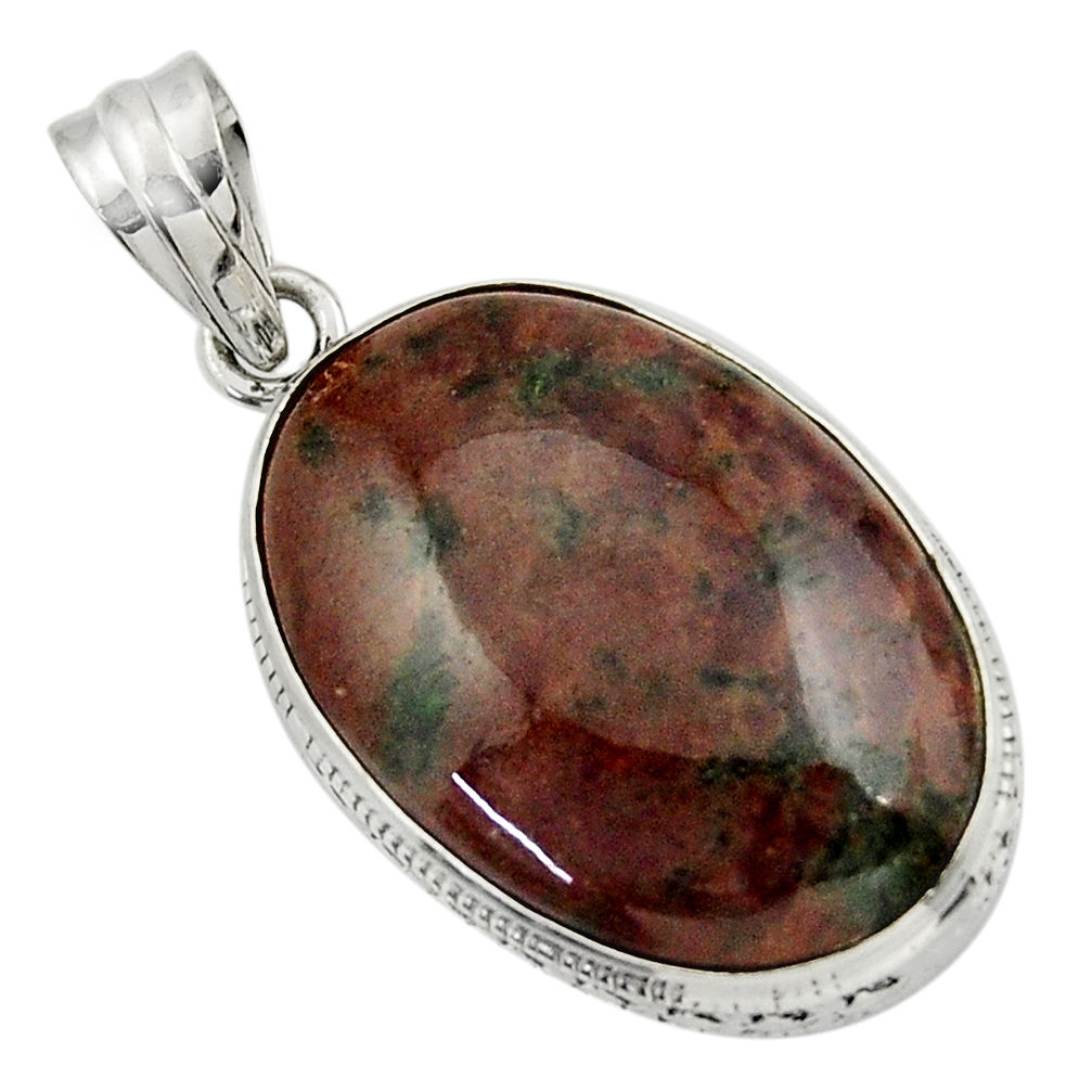 925 sterling silver 21.58cts natural green grass garnet pendant jewelry r31939