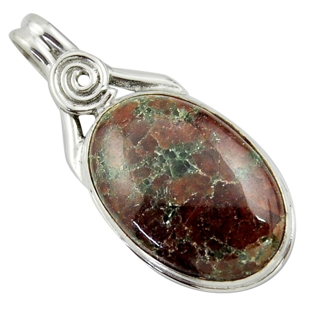 925 sterling silver 20.07cts natural green grass garnet pendant jewelry r41692