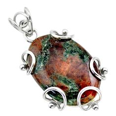 925 sterling silver 23.98cts natural green grass garnet pendant jewelry t31831